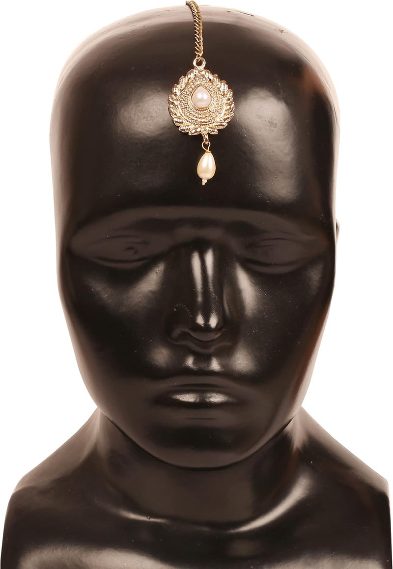 Touchstone maang Tikka Indian Head Jewelry Women Hair Accessories Gold Headpiece Forehead mangtika Bollywood Simple kundan Wedding Dainty Chain Bridal tikli borla Filigree netthi chutti - Image 4